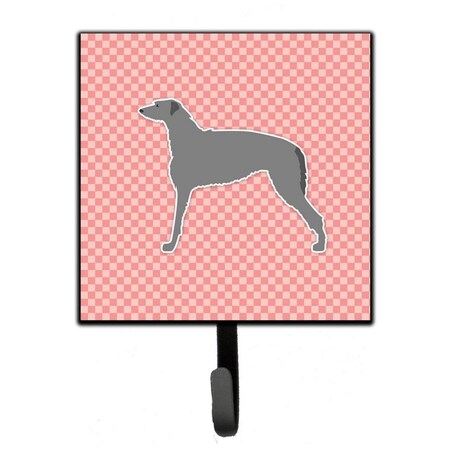 Carolines Treasures Scottish Deerhound Checkerboard Pink Leash or Key Holder BB3596SH4
